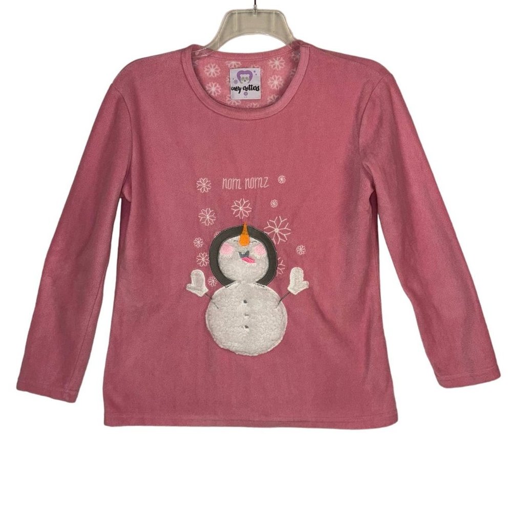 COZY CRITTERS‎ | Pink Snowman "nom nomz" Fleece Pajama Top | Women's Medium